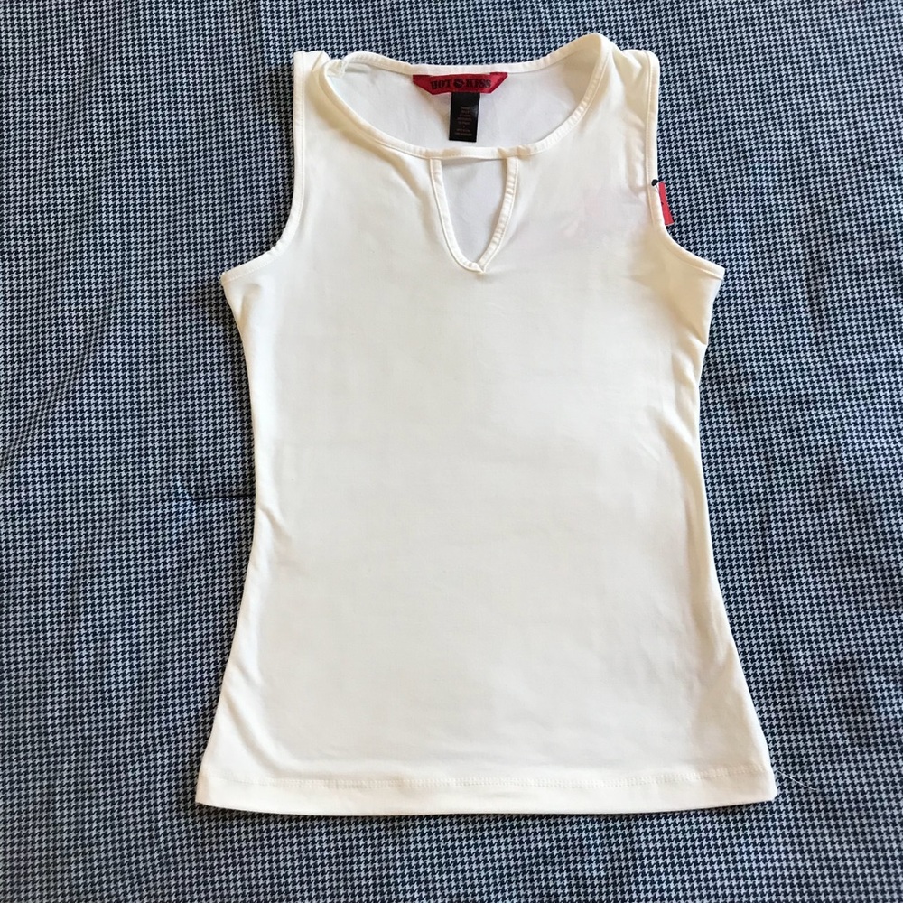 Ivory sleeveless keyhole top